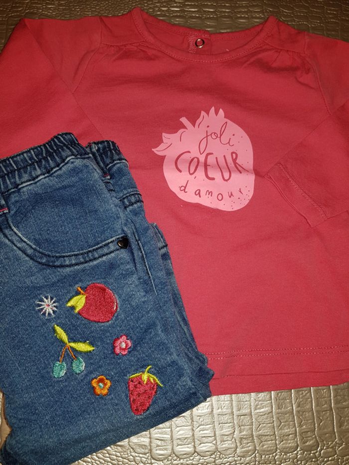 Ensemble jean et t-shirt manches longues 9 mois