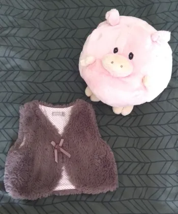 Gilet fausse fourrure marron violine Grain de blé 3 mois