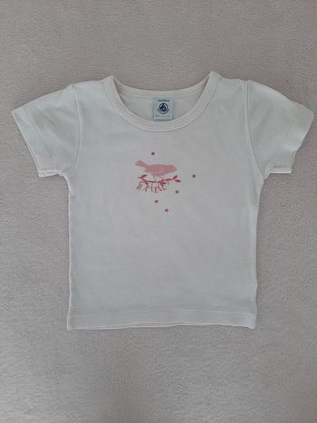 Chemisette manches courtes Petit Bateau 2 ans rose clair motif oiseau