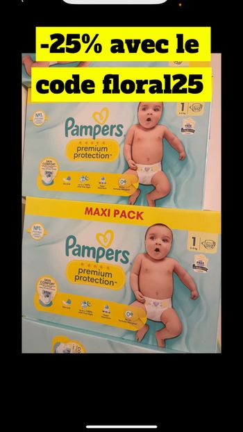 Deux paquets de couches Pampers taille 1