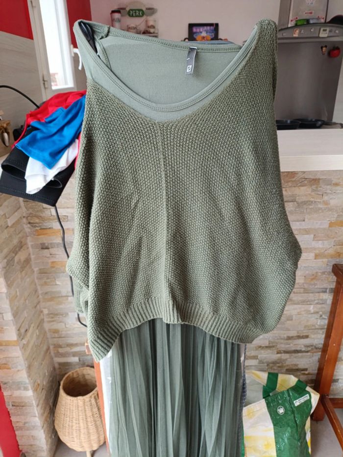 Robe jupon tulle kaki et son pull
