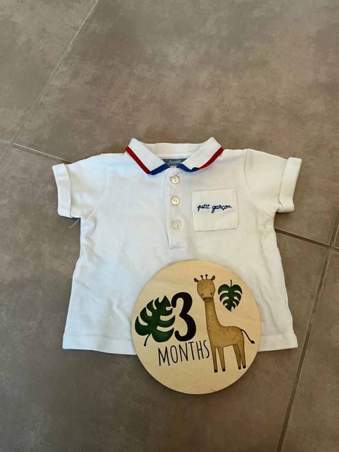 T shirt jacadi 3 mois Petit garçon col bleu blanc rouge