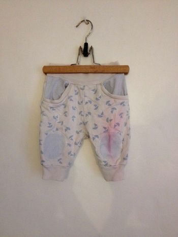 Pantalon bébé blanc motifs bleus