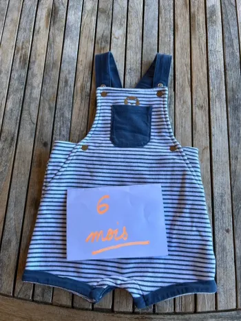 Salopette bébé garçon rayée Obaïbi - 6 mois