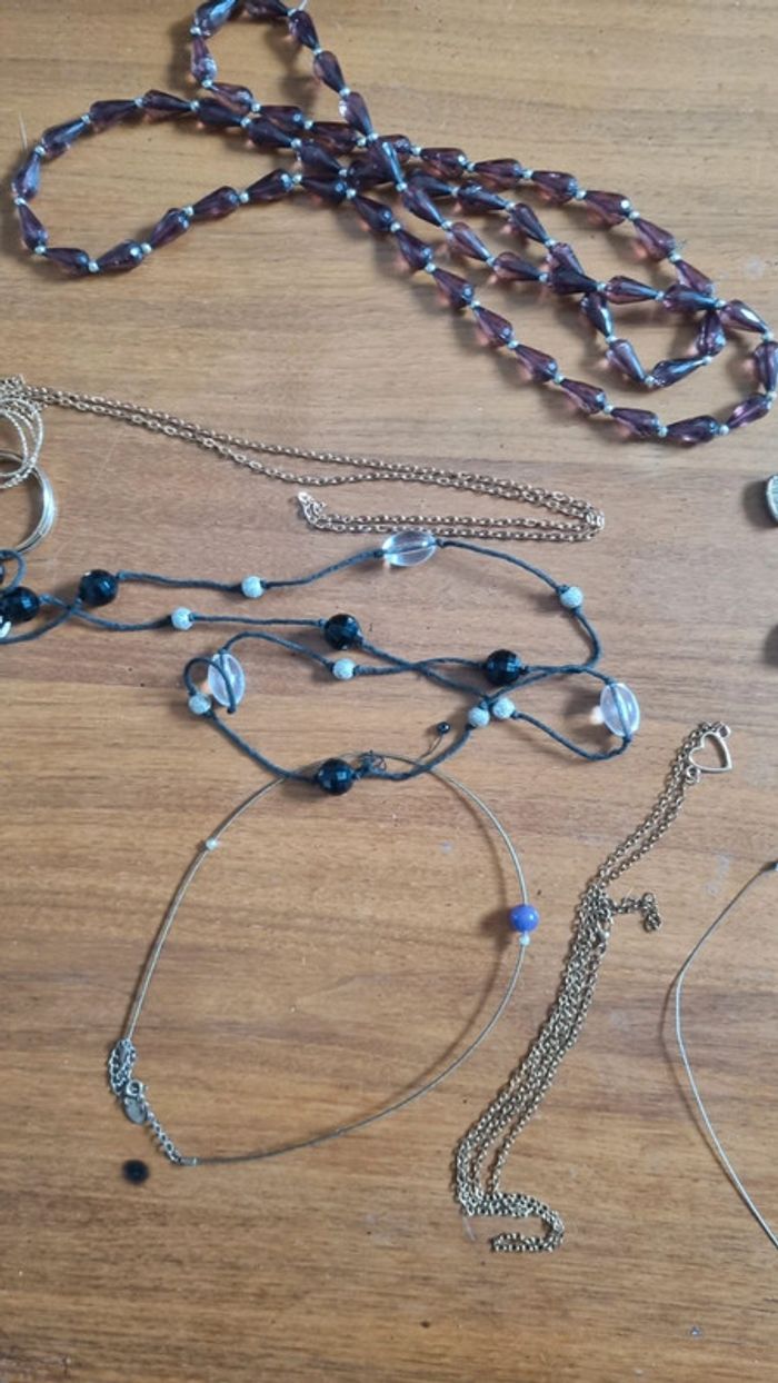 Lot colliers 10 p argenté métal très bon état femme bijoux - photo numéro 8