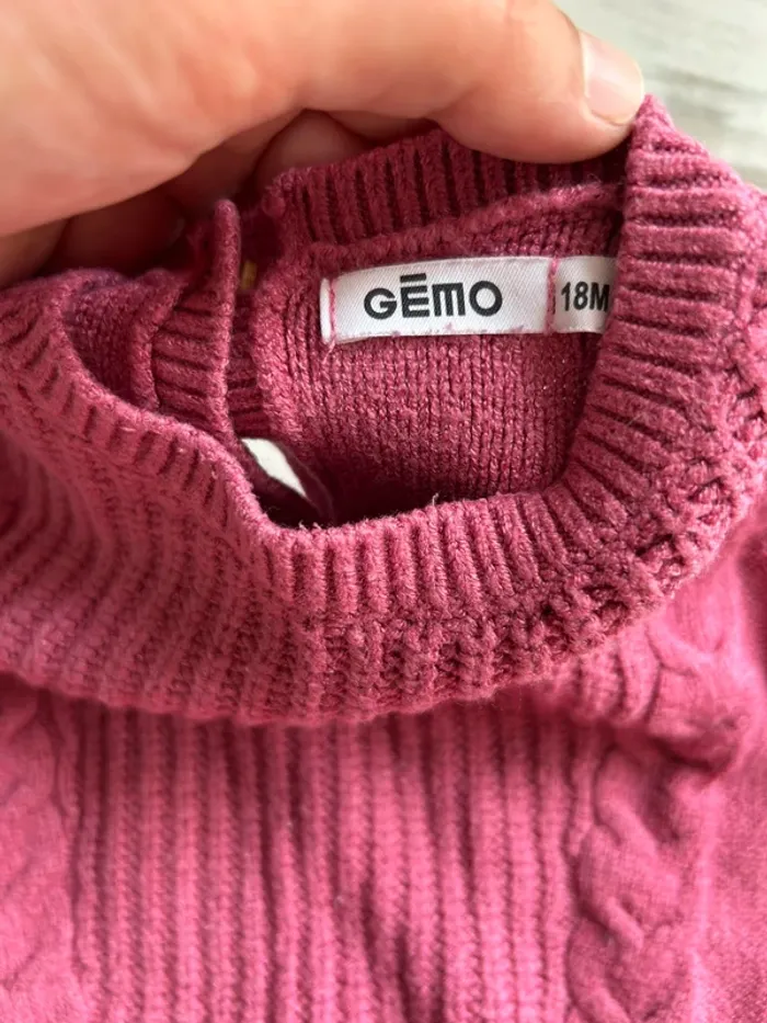 Lot 2 hauts fille 18 mois – maille rose + gilet rouge volanté - photo numéro 4