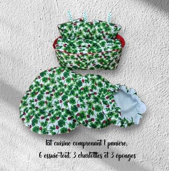 kit cuisine zéro déchet modèle trèfles et coccinelles 
