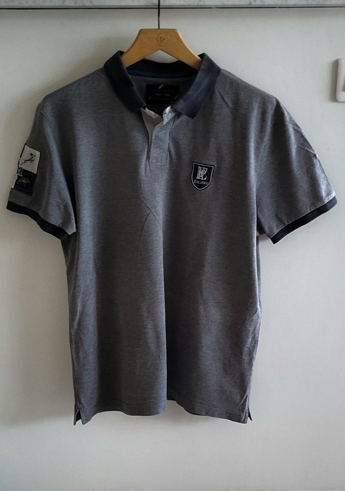 Eden Park Polo MC TXL -Coupe Droite-Marine&Gris en 100%Coton piqué en TBE - photo numéro 2