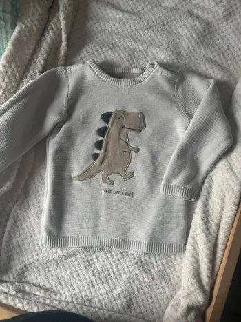 Pull dinosaure en coton 12-18 mois état neuf