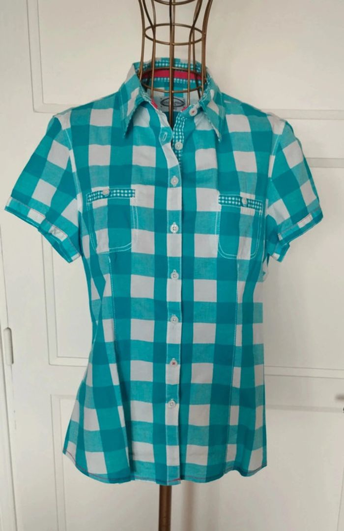 Chemise femme carreaux turquoise – Cecilia Classics – 38/40 – TBE