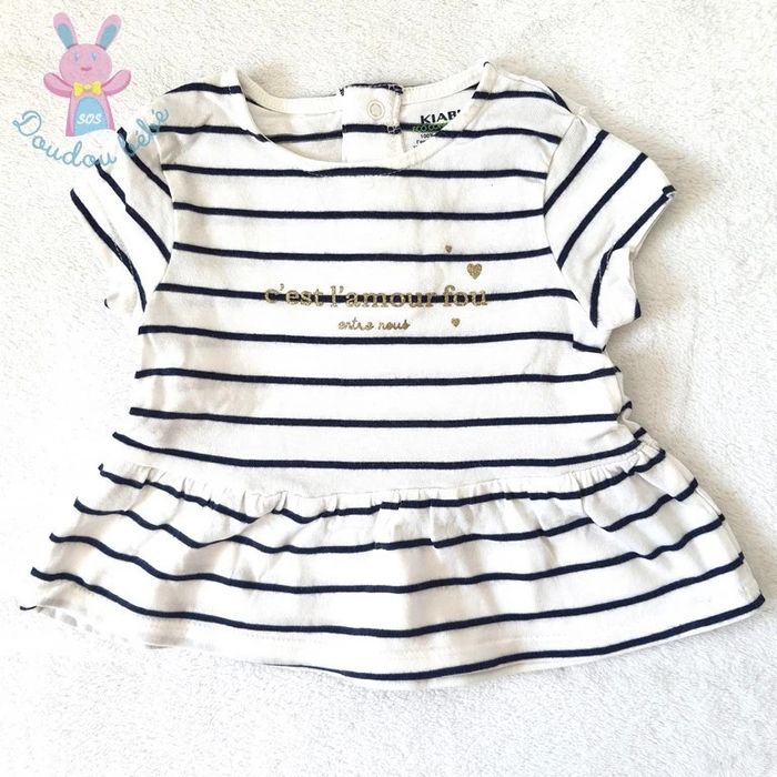 Robe rayée marine blanc bébé fille 3 Mois été