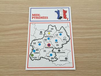 Carte région Midi-Pyrénées pièce détachée jeu de société Richesses de France édition Nathan #A42