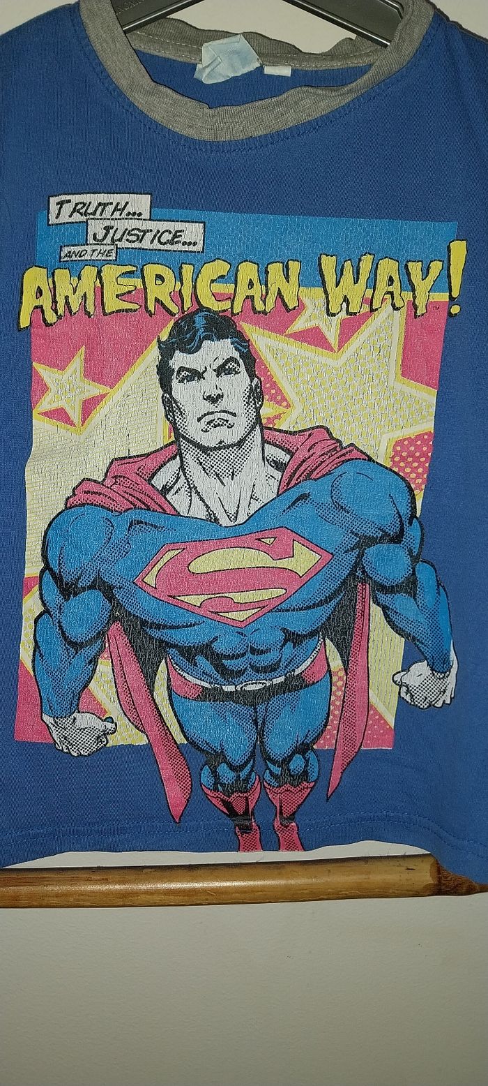 Tshirt Superman by Marvel flocage vintage très bon état 5 ans - photo numéro 3