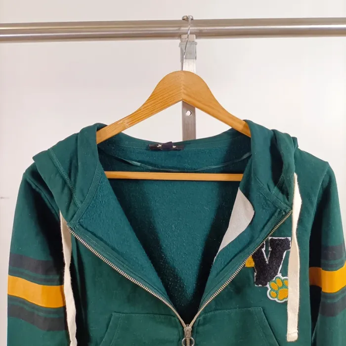 Veste sweat zippée courte à capuche Jennyfer vert college M A1426 - photo numéro 3
