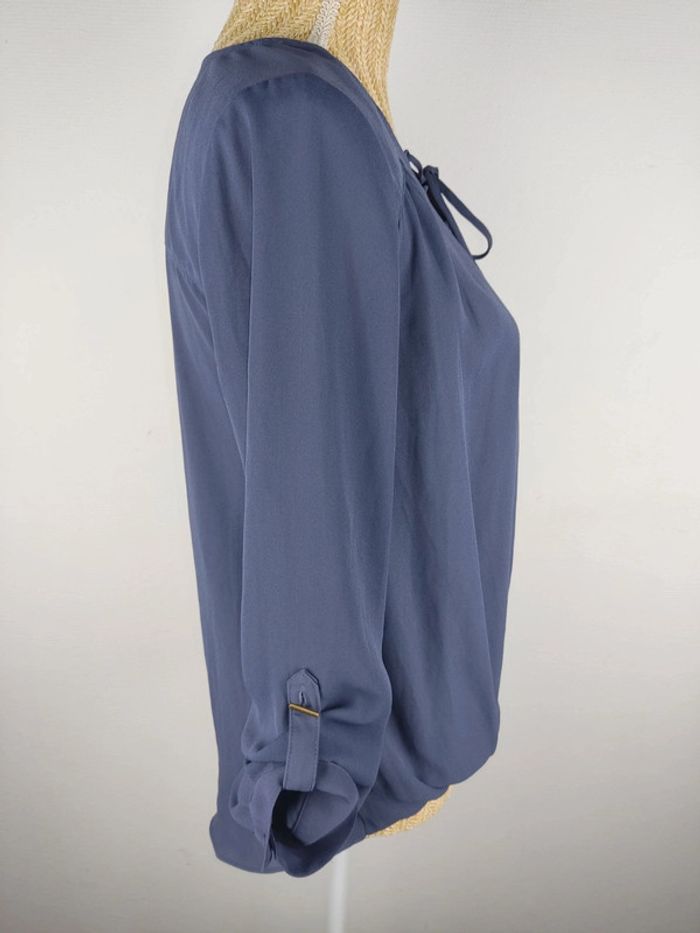 Blouse manches longues col à lacets bleu violet taille 36 C&A neuve - photo numéro 4
