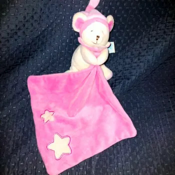 Doudou mouchoir souris Baby nat' Luminescent étoile rose