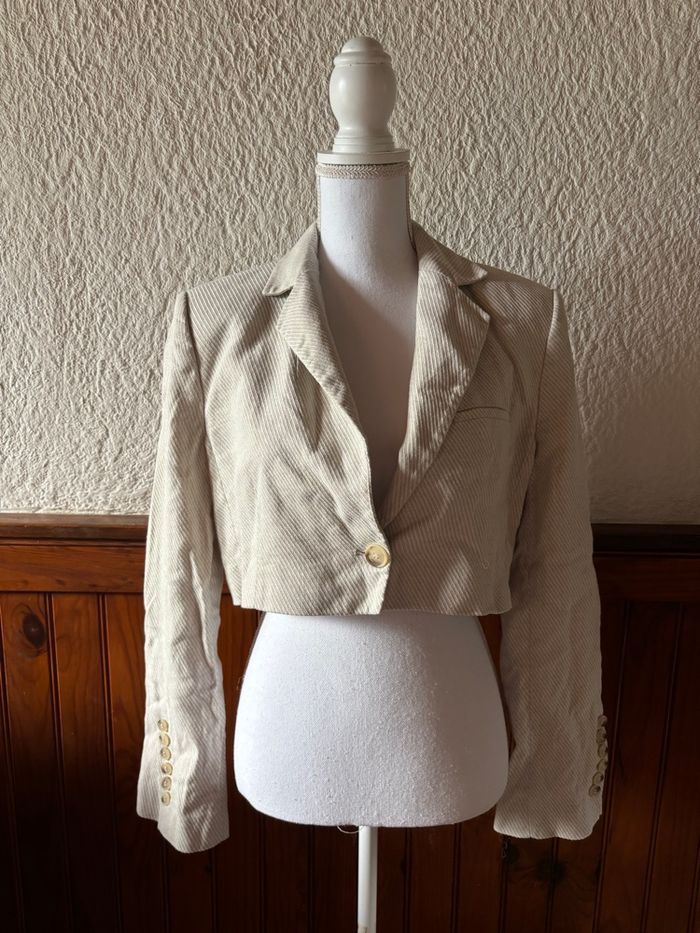 Blazer Cropped ZARA - Lin, Coton & Chanvre - Taille M / 38 - photo numéro 1