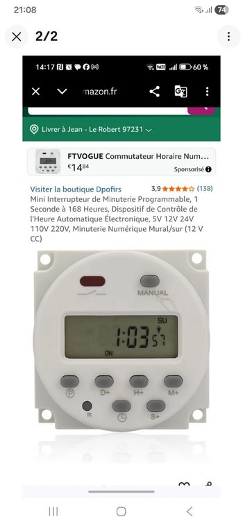 Mini Interrupteur de Minuterie Programmable,