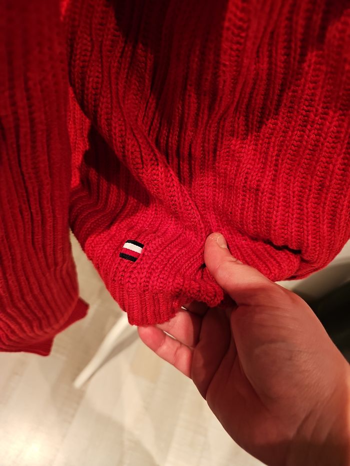 pull rouge Tommy Hilfiger maille torsadée femme M - photo numéro 4