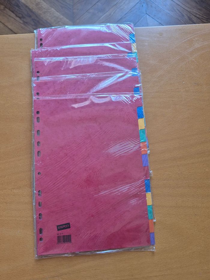 Lot de 5 intercalaires neufs en carton de 12 onglets