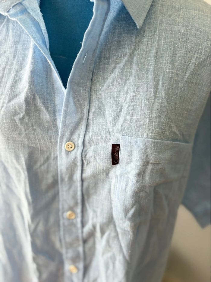 Chemisette en lin - bleu clair - California - taille XL/42 - en très bon état - photo numéro 2