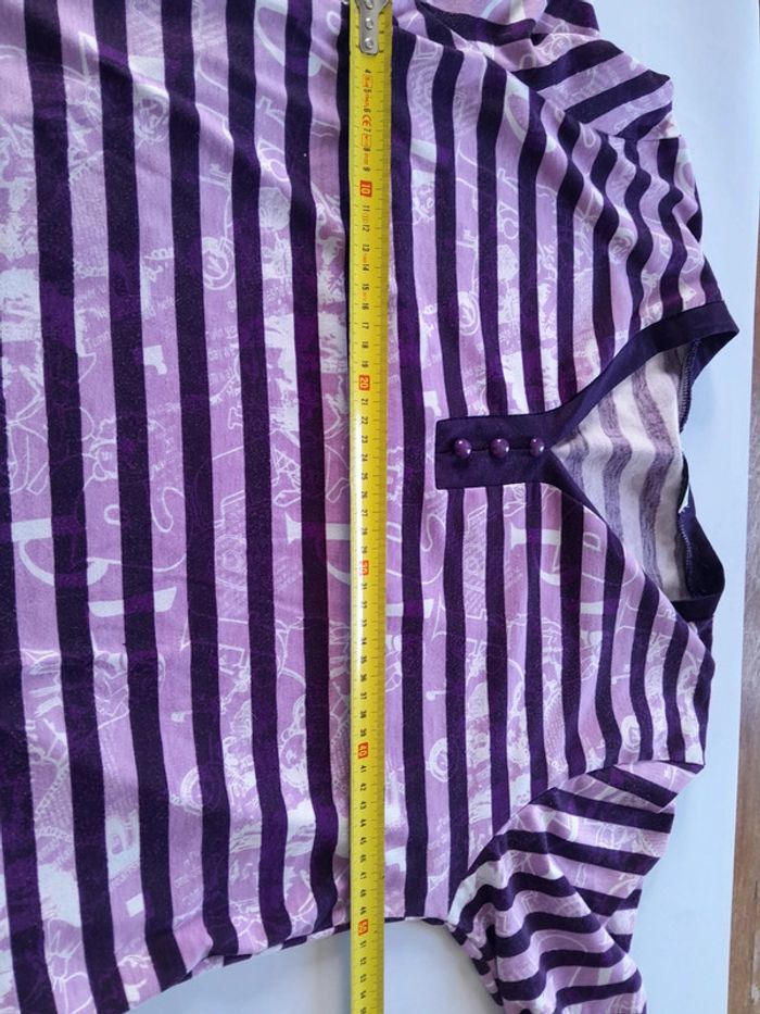 Tee shirt rayé imprimé manche longue.gue col V Yeshini taille L - photo numéro 8