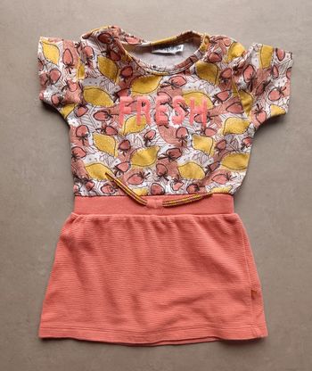 Robe été bébé fille corail et jaune 18 mois citrons Dirkje