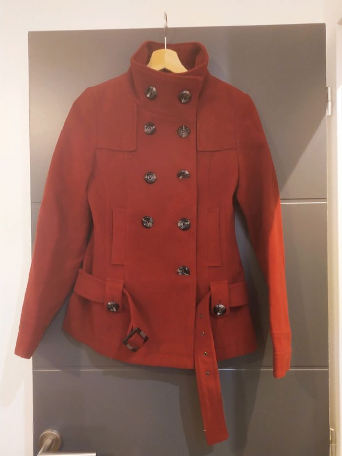 Caban en laine rouge