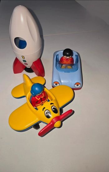 123 playmobil lot de 3 véhicules avion, cabriolet et fusée