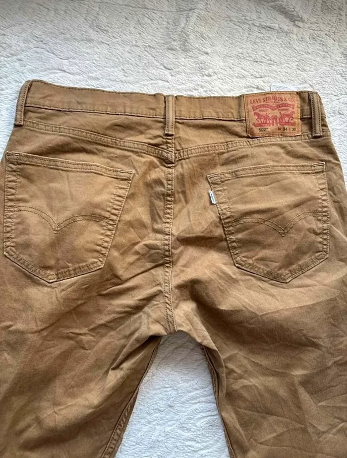 Jean pantalon Levi’s 502 beige camel homme L/44 W34 L30 Slim Tapered - photo numéro 13