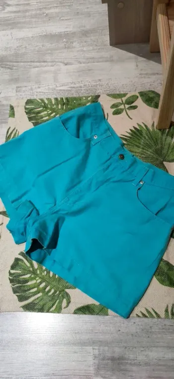 Short bleu turquoise vintage, Taille haute