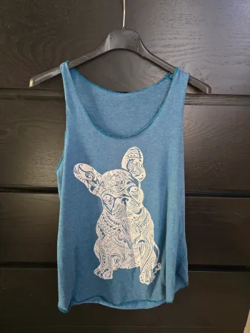débardeur bleu turquoise bouledogue