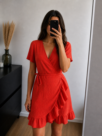 Robe portefeuille Vero Moda rouge orangé 