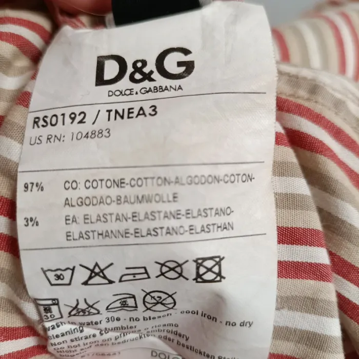 Chemise rayée rouge beige et blanc D&G Dolce & Gabbana - Taille 52 - Made in Italy - A040 - photo numéro 10