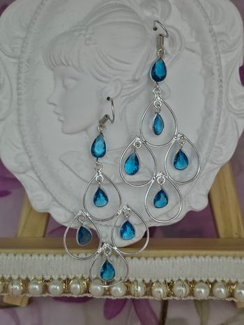 Boucles d oreilles en argent sterling 925 avec pierre topaz bleue