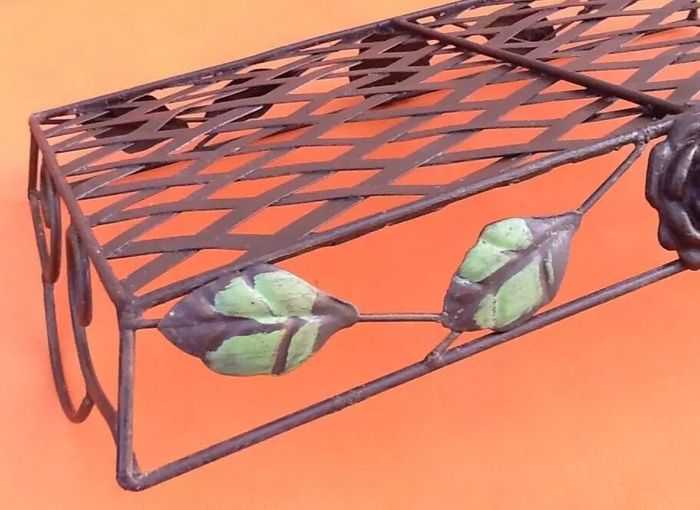 Plateau de service Forme rectangulaire Métal décor floral - photo numéro 6