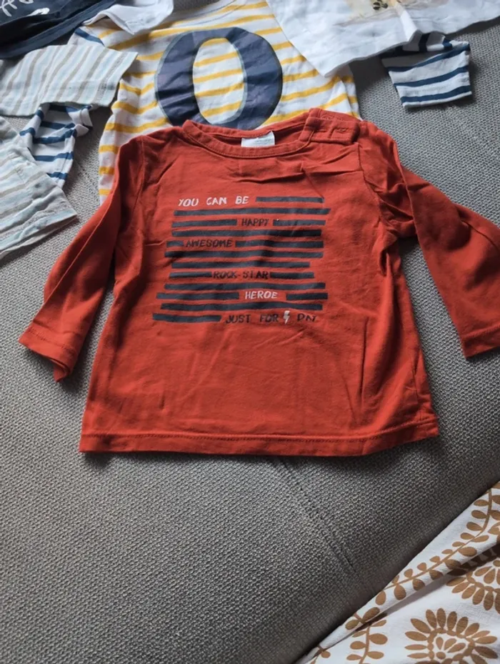Lot 6 t-shirt manche longue 9 mois - photo numéro 5