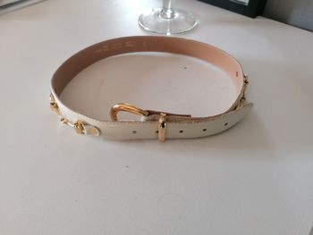 Ceinture vintage Écru en cuir