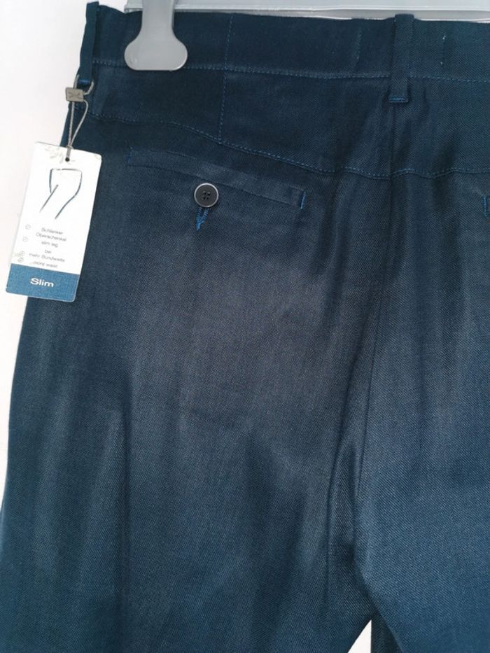 Pantalon slim bleu marine en lin Raphaela By Brax Taille 42 - photo numéro 4