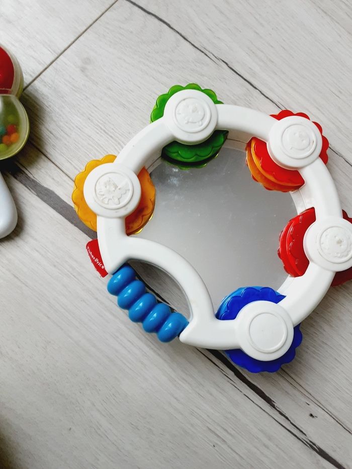 Lot 3 jouets bébés hochets avec billes instrument de musique tambourin - photo numéro 2