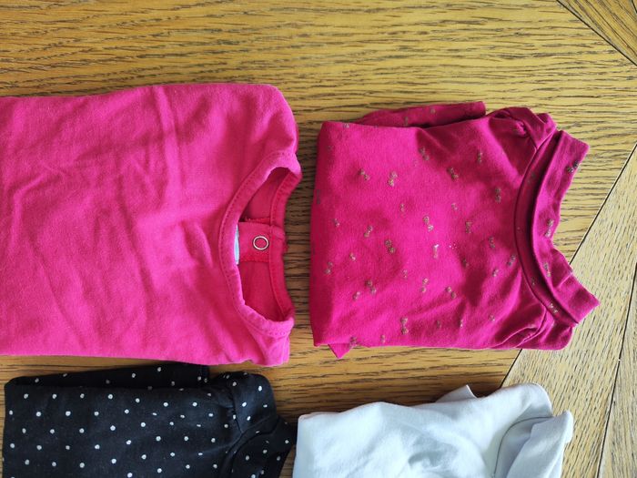 Lot tee-shirt hiver manches longues 3 mois rose noir - photo numéro 2