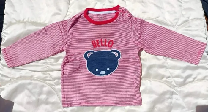 T-shirt manches longues rayé rouge et blanc Obaïbi 23 mois