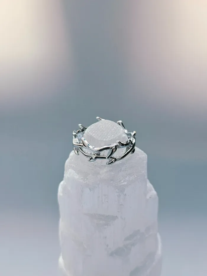 Bague Argentée Ouverte Acier Inoxydable Forme Ronce - photo numéro 2