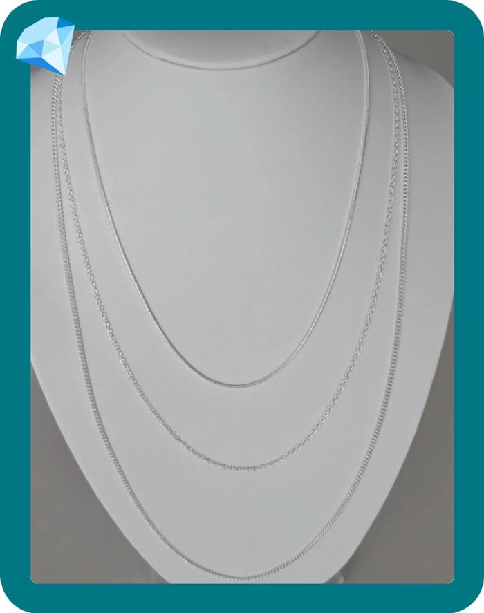 Lot 3 collier maille jaseron/gourmette/serpent rond 45/55/65cm - photo numéro 2
