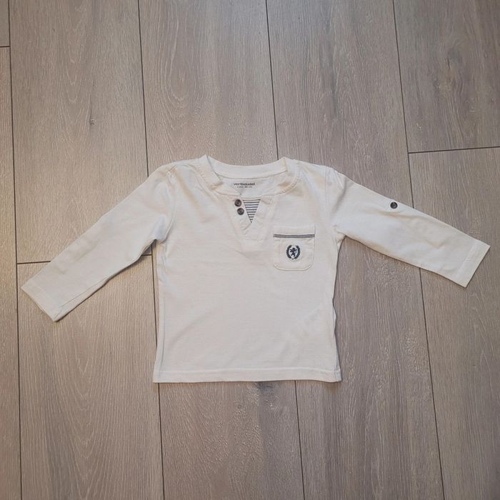 Maillot manche longue crème. Garçon 24 mois. Marque Vertbaudet