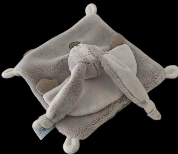 ❤️B4799 Doudou Plat Mouchoir Lapin Toudoux BABY NAT Babynat Cape Gris Beige Blanc - photo numéro 3