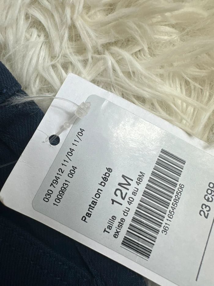 Pantalon bleu marine avec bretelle vertbaudet taille 12 mois - photo numéro 4