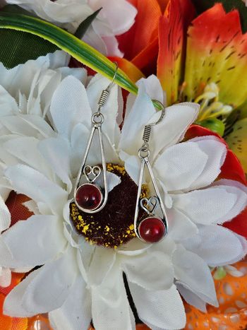 Boucles d oreilles en argent sterling 925 avec pierres grenat rouge