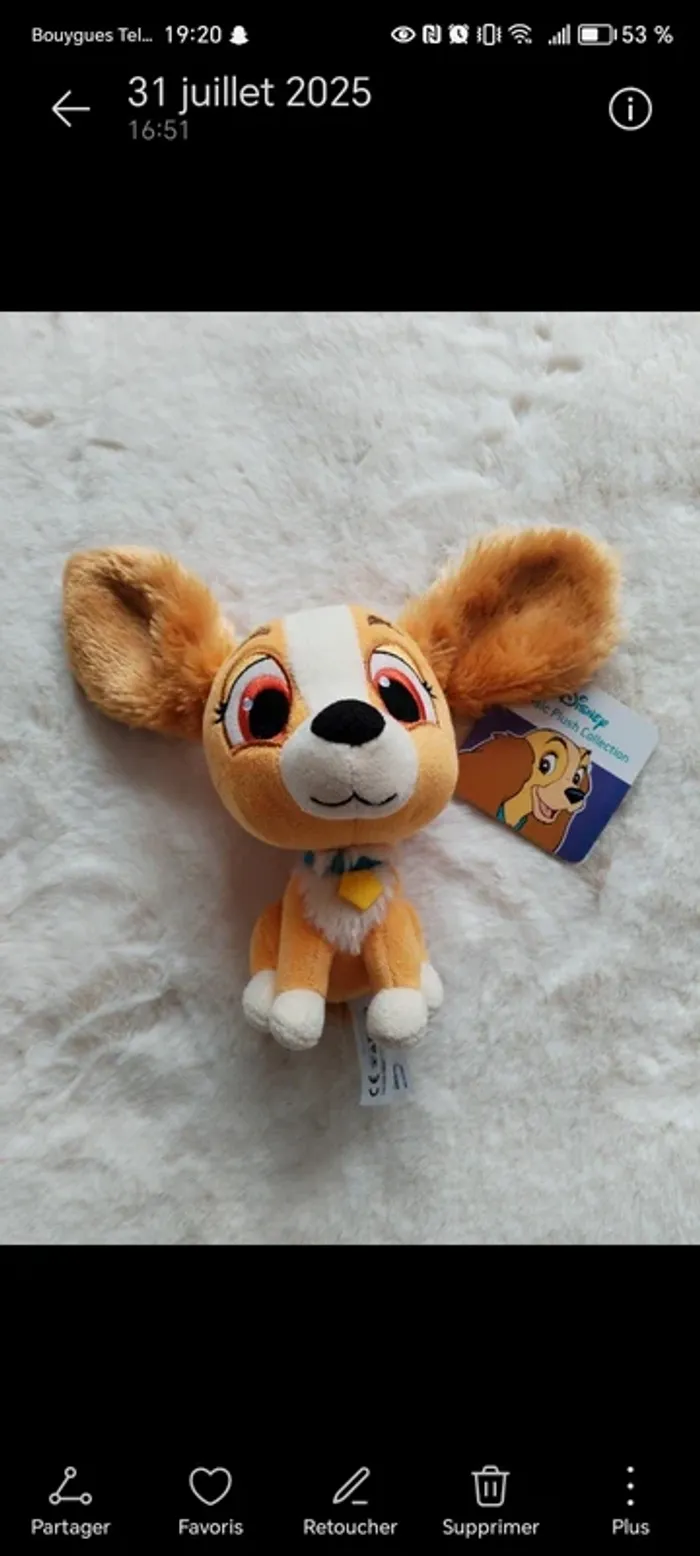 Peluche Belle (Lady) - Disney Classic Plush Collection - Neuve avec étiquette 🐶