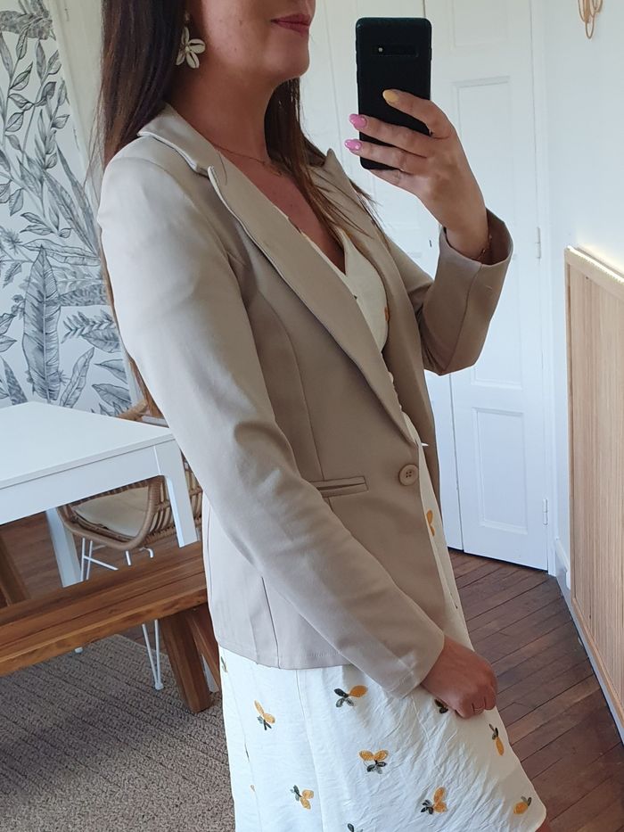 Blazer cintré beige Coeur doré Taille M (taille petit) - photo numéro 4